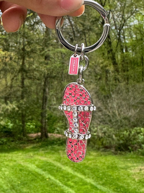 Coach Accessories - Coach Pink Signature Sandal Keychain Charm Rhinestone Flip Flop Key Fob Y2K NWOT